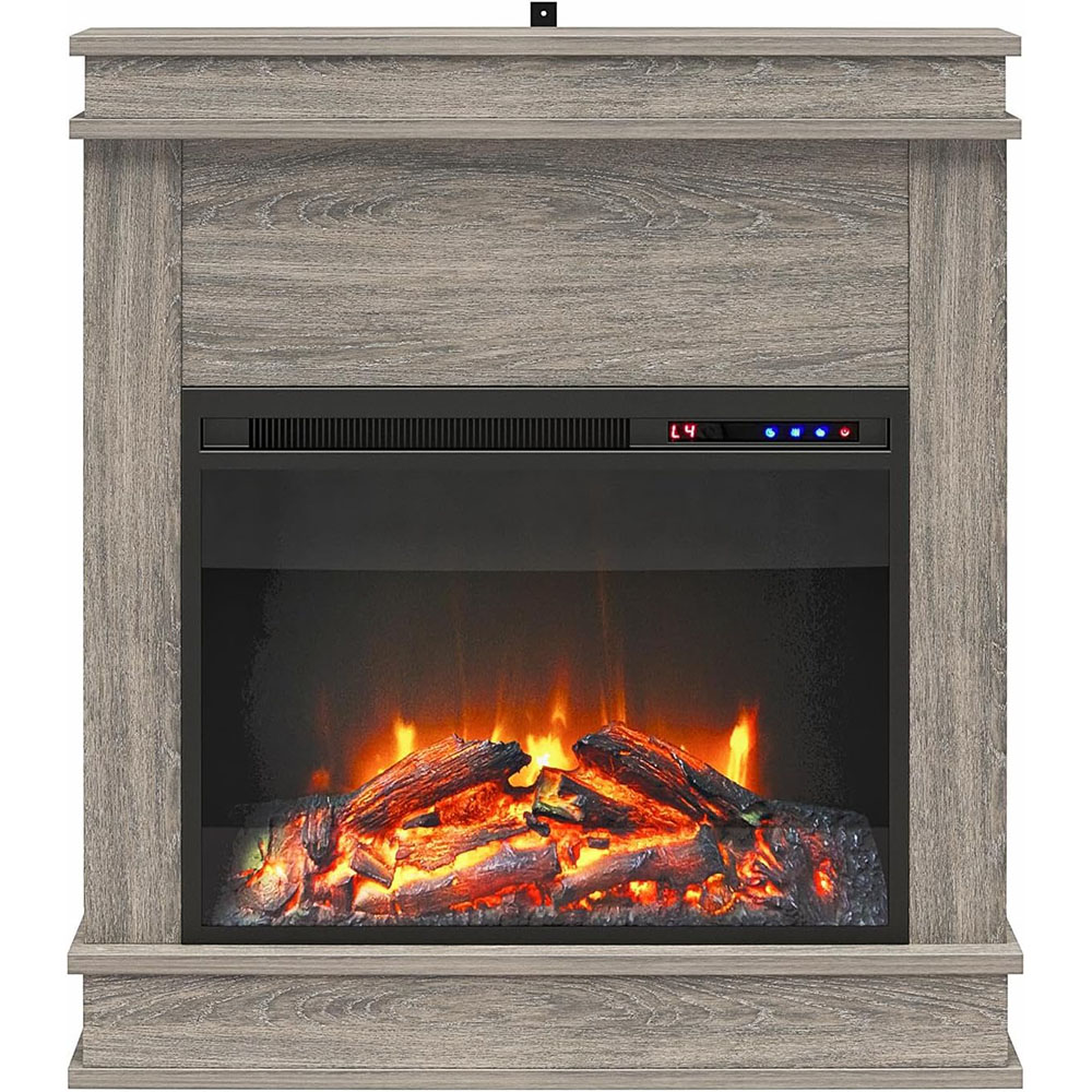 Ameriwood Home Mateo 30 Inch Electric Fireplace with Mantel and Shelf