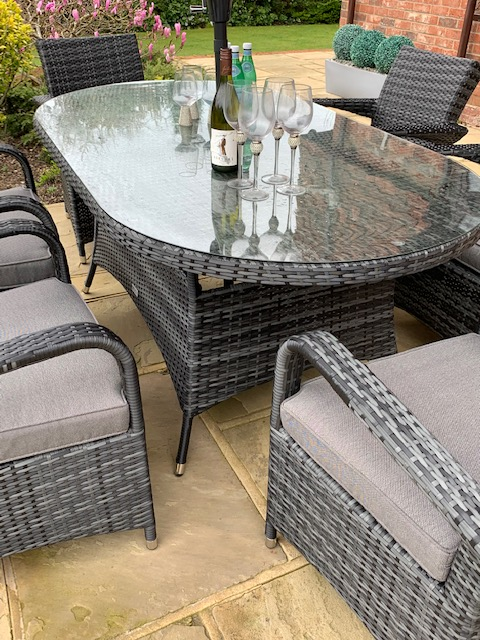 8 Savannah Armchairs Oval Table Set - Low Price for a Limited Time