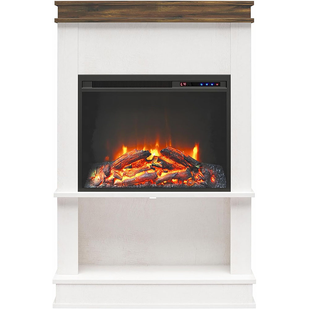 Ameriwood Home Mateo 30 Inch Electric Fireplace with Mantel and Shelf