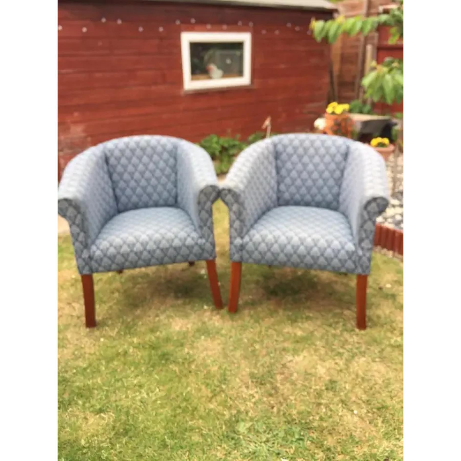 Two matching cup chairs. Delivery available.