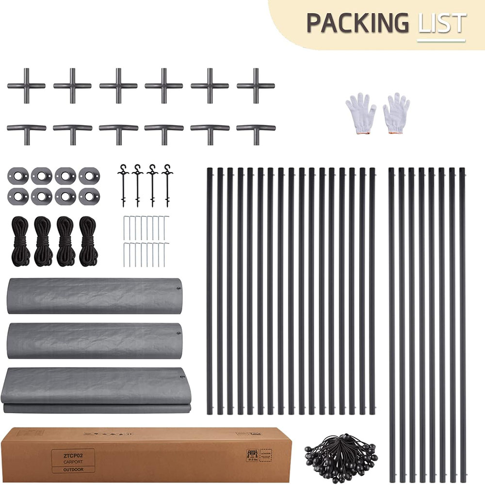 Gardesol Carport, 12'x20' Extra Large Heavy Duty Carport with Roll-up Ventilated Windows