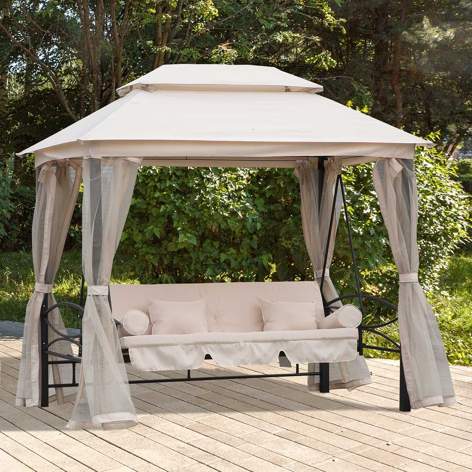 Gazebo Sofa Bed Swing Set Outdoor Terrace + Cushions