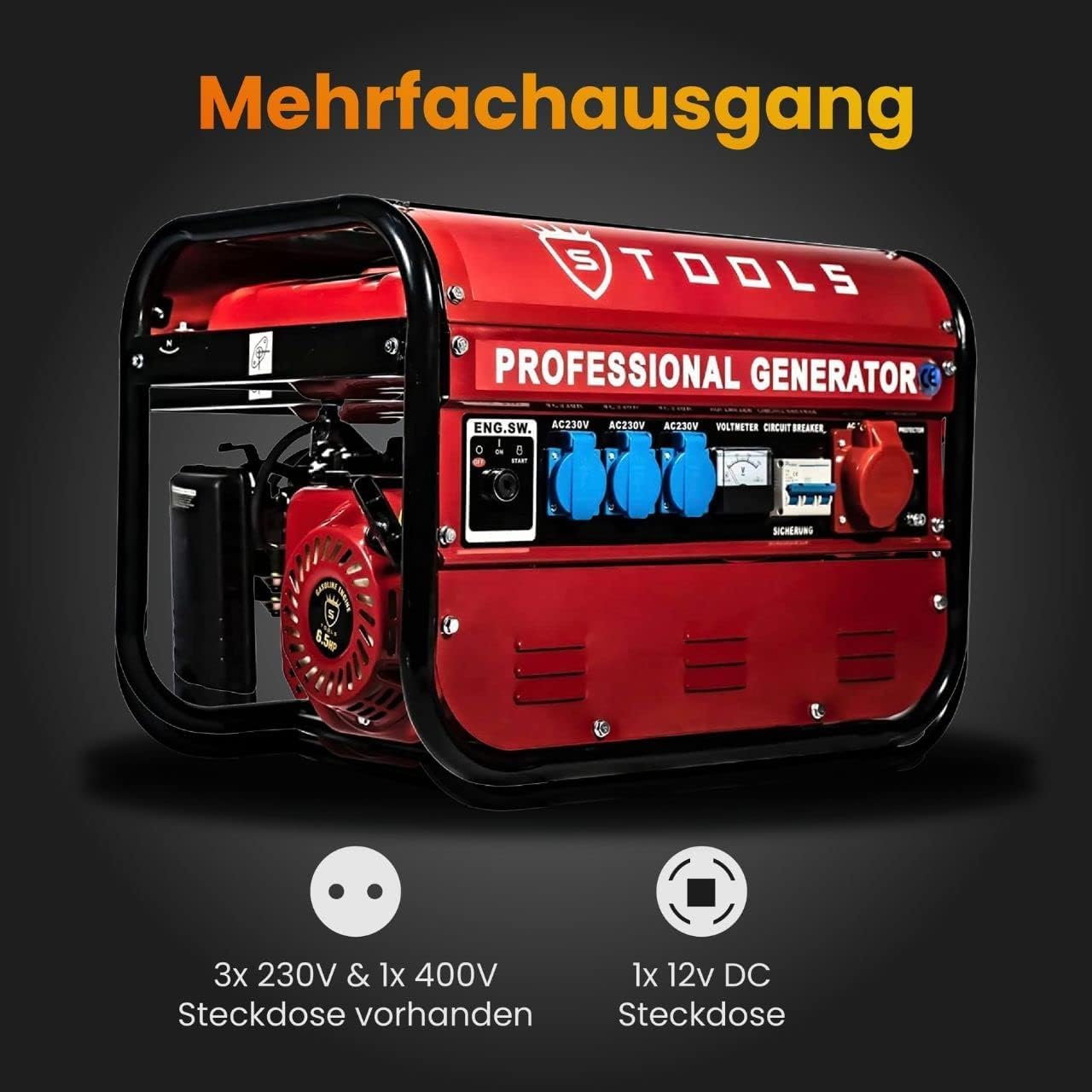 URUSANA Generator Inverter Silent 4900 Watt 6.5 Horsepower Generator, 4-Stroke Engine, ERD-9500