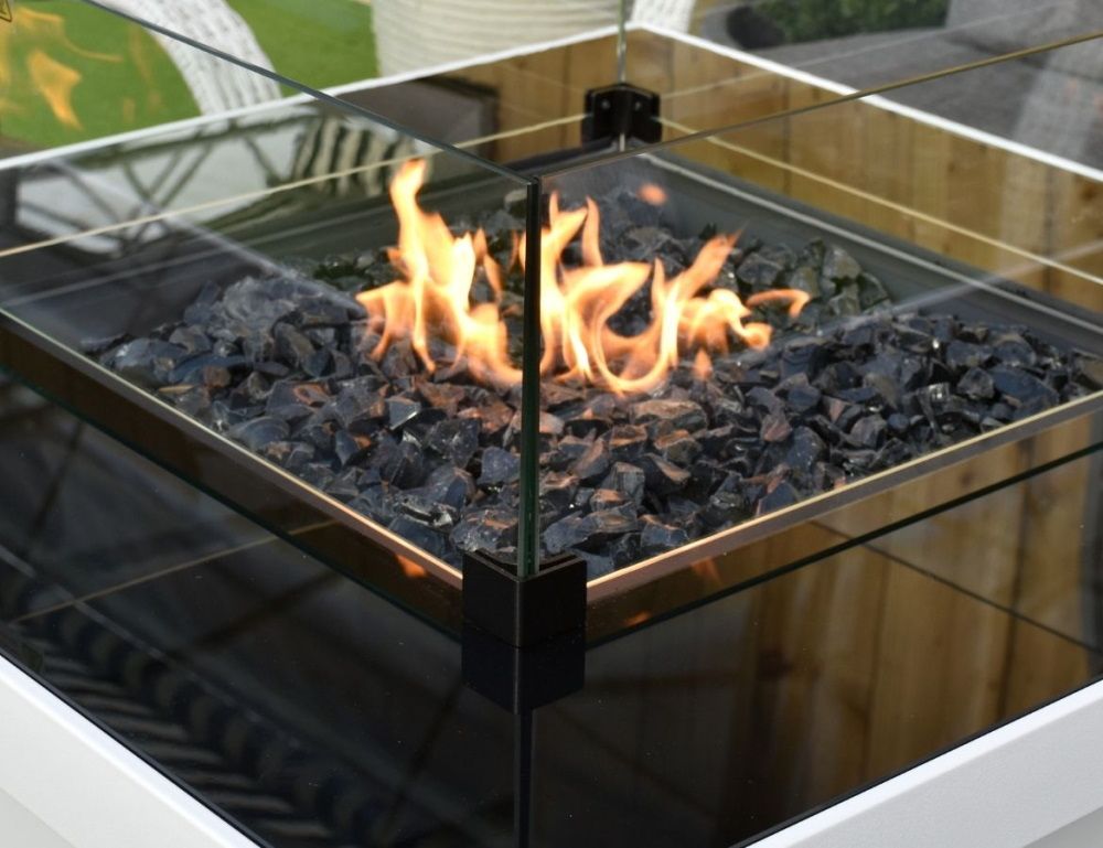 Etna Square Fire Table With Two Treviso 2 Seater Sofa Set