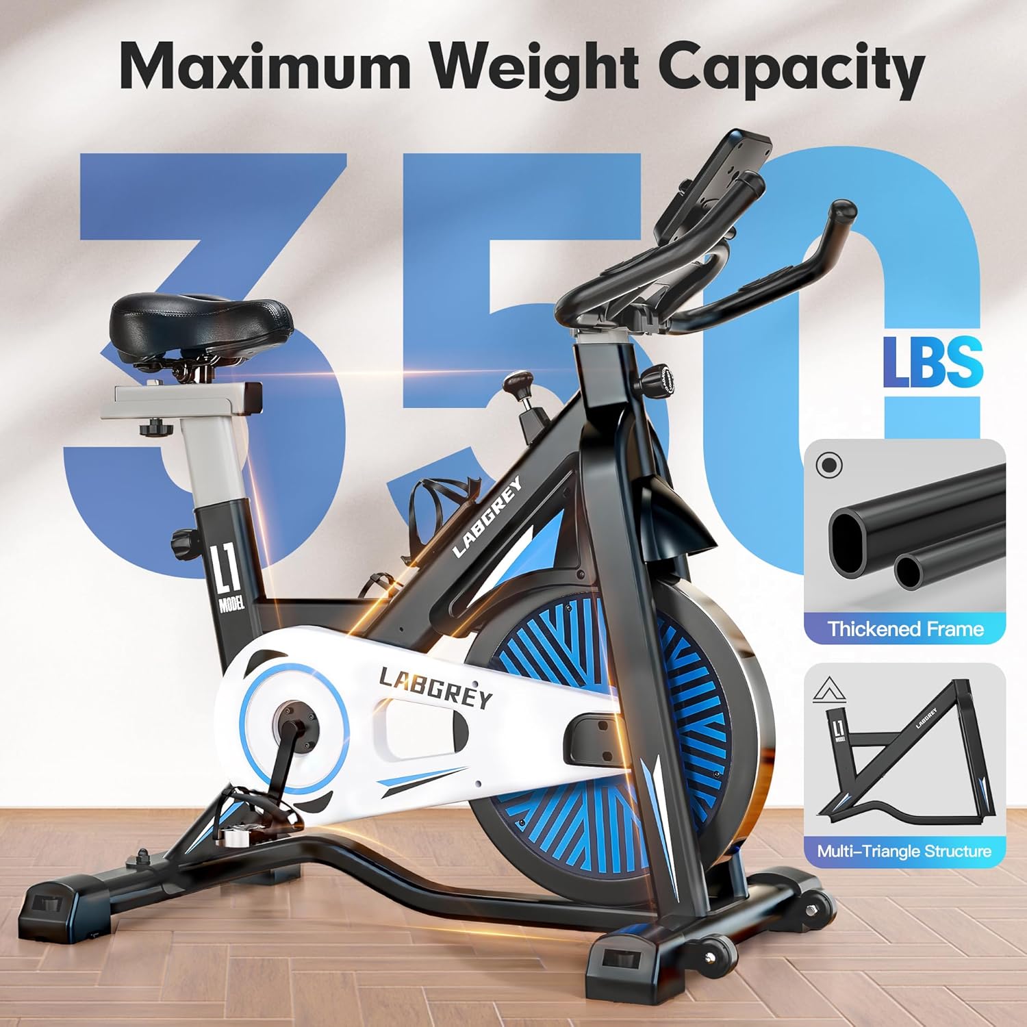 Exercise Bike Indoor Cycling Bike Stationary Cycle Bike with Heart Rate Sensor & Comfortable Seat Cushion, Quiet Fitness Bike for Home Cardio Workout